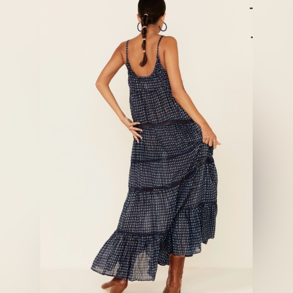 Free People Midnight Dance Print maxi slip dress small